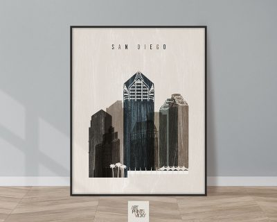 San Diego skyline print distressed 2