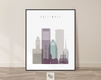 Baltimore skyline print pastel 2