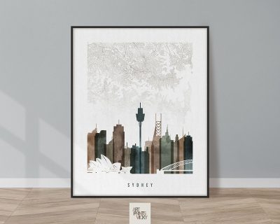 Sydney map poster watercolor 2