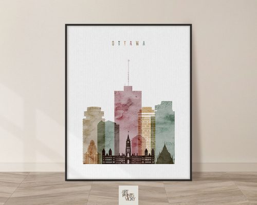 Ottawa skyline poster watercolor 1
