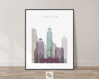 Bangkok skyline print pastel 2