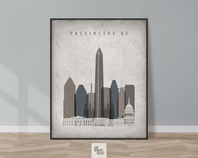 Washington DC skyline wall art retro