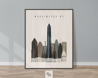 Washington DC skyline print distressed 2