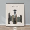 Seattle skyline print distressed 2