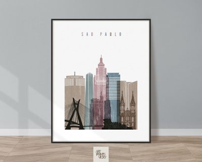 Sao Paulo skyline poster distressed 1