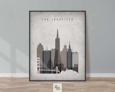 San Francisco skyline wall art retro