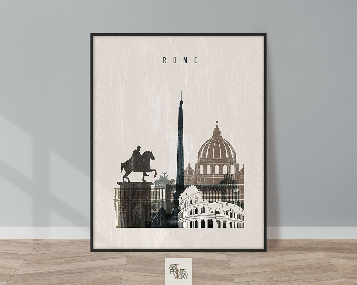 Rome skyline print distressed 2