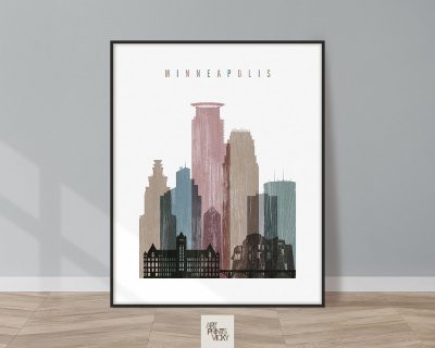 Minneapolis skyline poster distressed 1