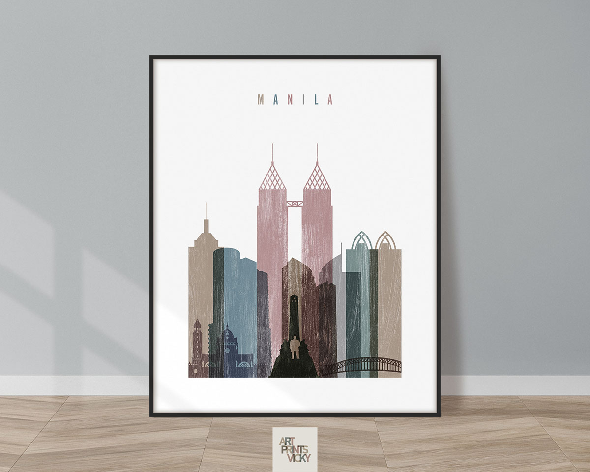 Manila skyline poster distressed 1