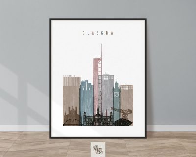 Glasgow skyline poster distressed 1