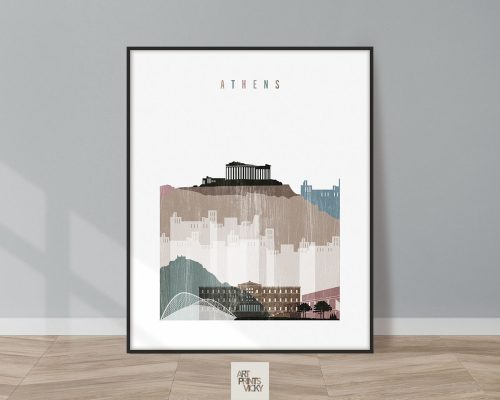 Athens skyline poster distressed 1
