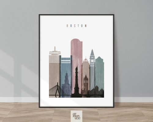 Boston skyline poster distressed 1