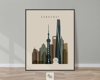 Shanghai art print earth tones 3