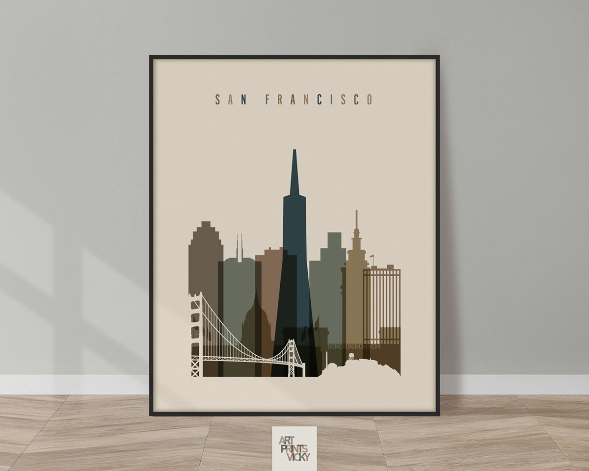 San Francisco art print earth tones 3