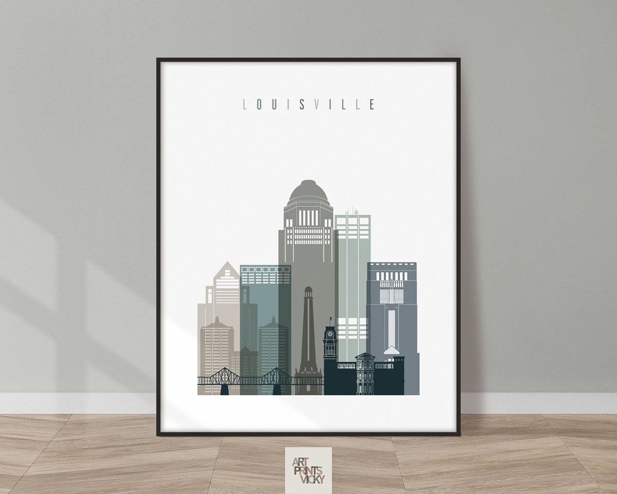 Louisville art print skyline earth tones 4