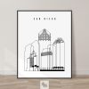San Diego skyline black and white print