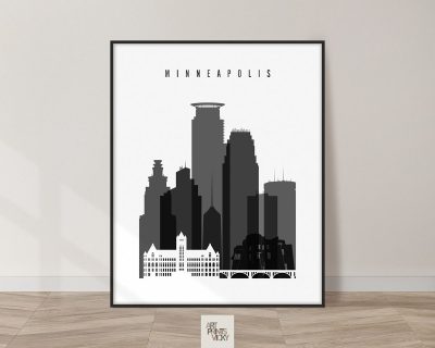 Minneapolis black and white poster