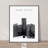 Grand Rapids skyline black and white art