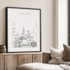 Florence black and white skyline poster