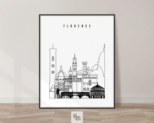 Florence black and white skyline poster