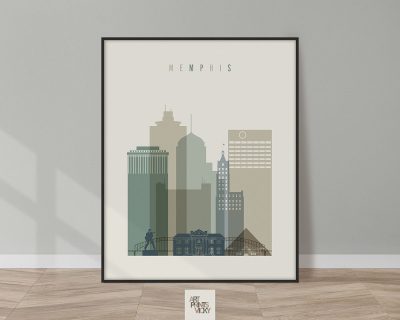 Memphis print skyline earth tones 1