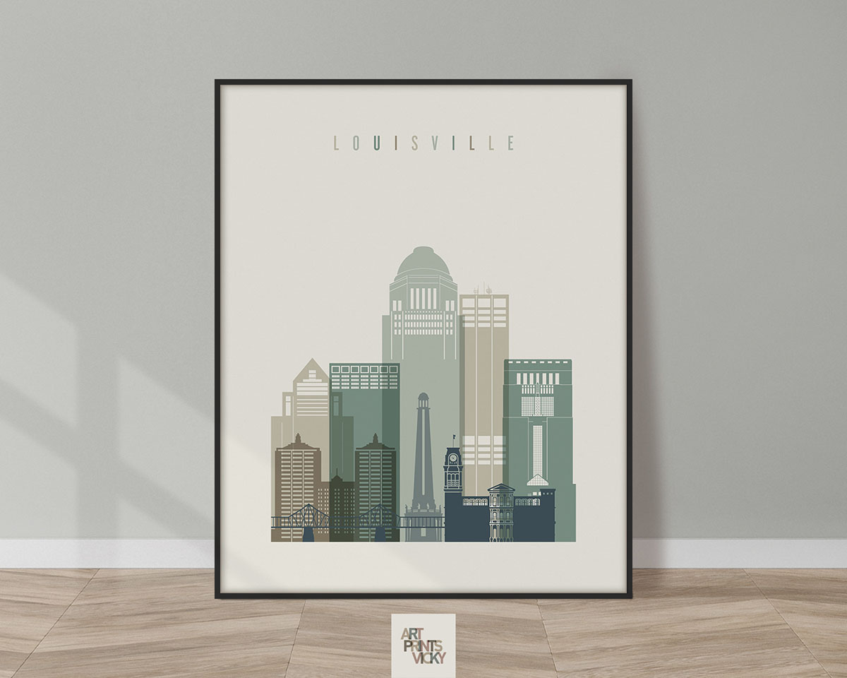 Louisville print skyline earth tones 1