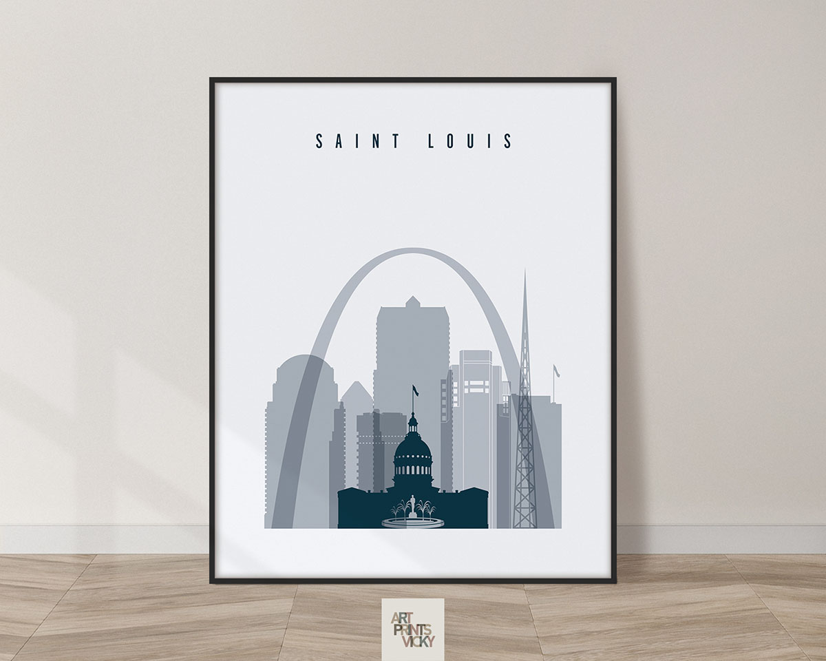 Saint Louis skyline poster grey blue