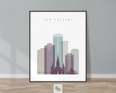 New Orleans skyline print pastel 2
