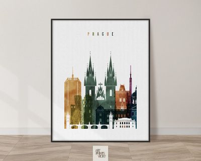 Prague skyline art print watercolor 3