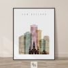 New Orleans skyline art print watercolor 1