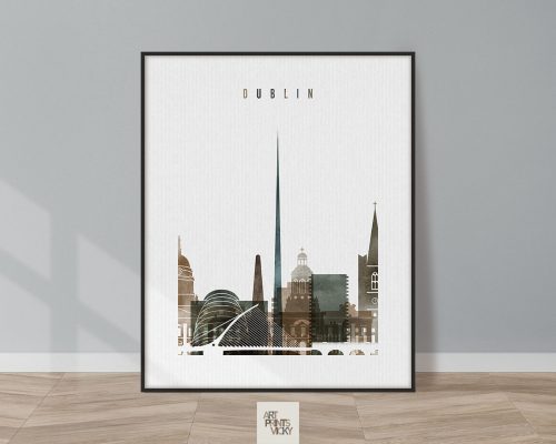 Dublin skyline poster watercolor 2