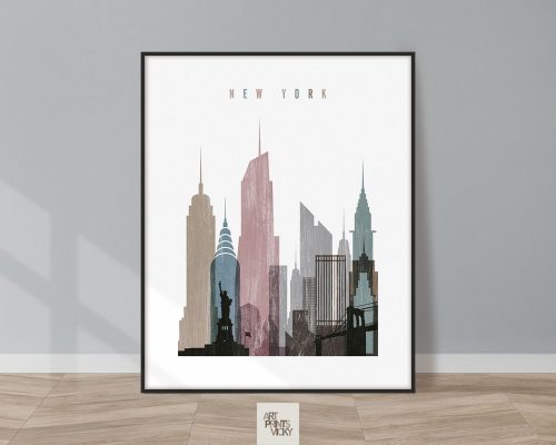 New York skyline poster distressed 1