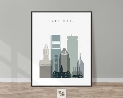 Baltimore skyline print earth tones 4