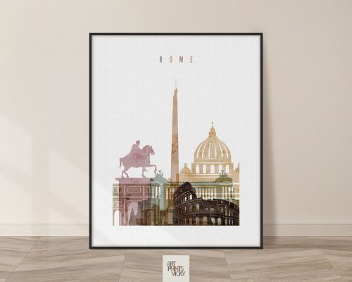 Rome skyline art watercolor 1