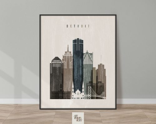 Detroit skyline print distressed 2