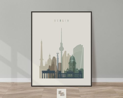 Berlin print skyline earth tones 1