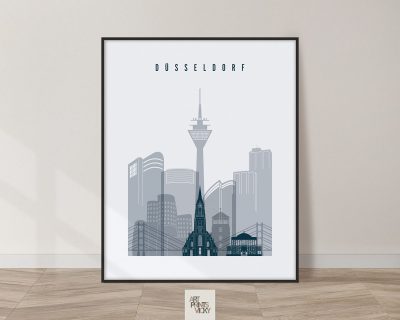 Dusseldorf skyline poster grey blue