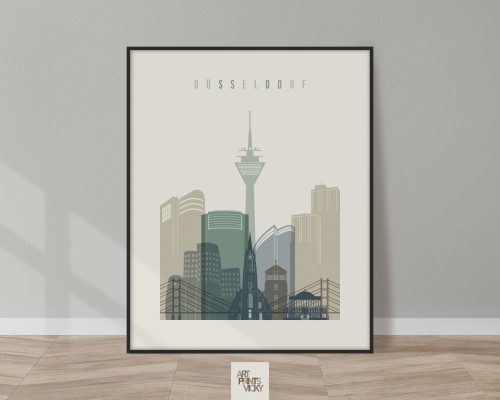 Dusseldorf print skyline earth tones 1