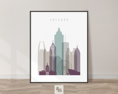 Atlanta skyline art print pastel 2
