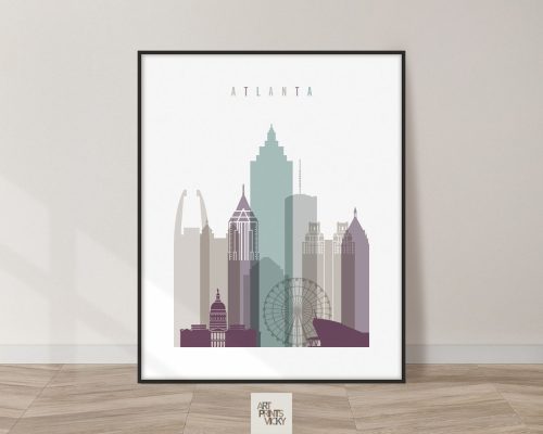 Atlanta skyline art print pastel 2