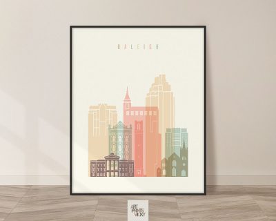 Raleigh art print skyline pastel cream