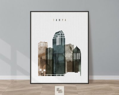 Tampa skyline print watercolor 2