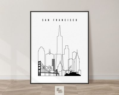 San Francisco skyline black and white