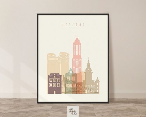Utrecht skyline poster pastel cream