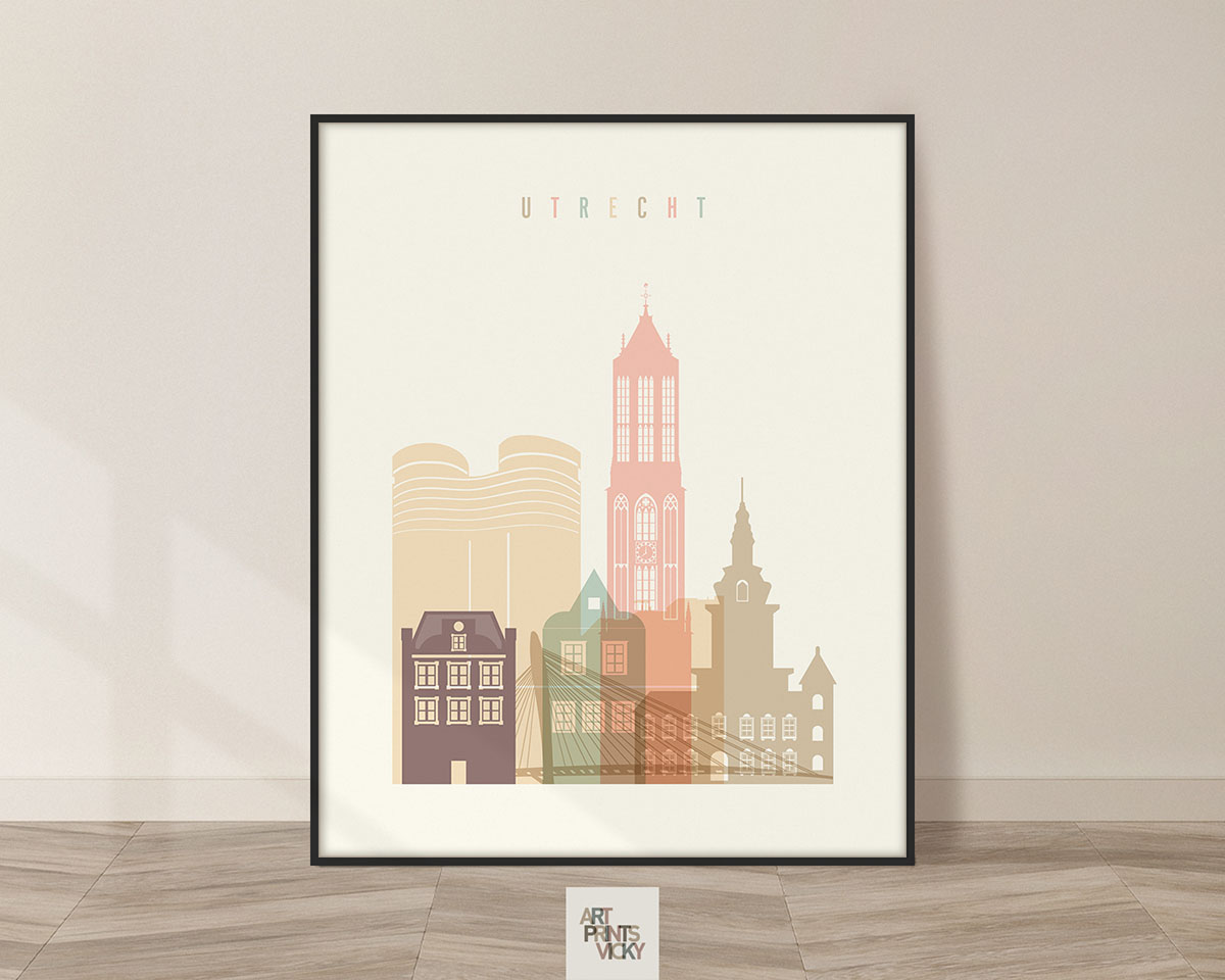 Utrecht skyline poster pastel cream