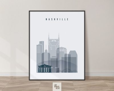 Nashville skyline poster grey blue