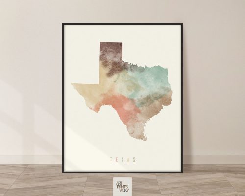 Texas map print pastel cream