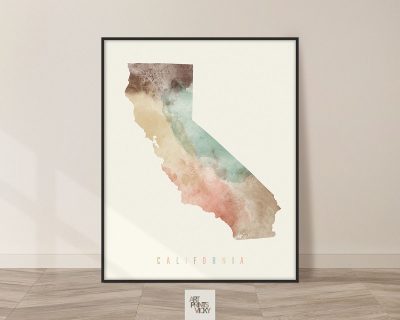 California map print pastel cream