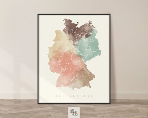 Germany map poster pastel cream