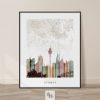 Sydney map skyline poster watercolor 1